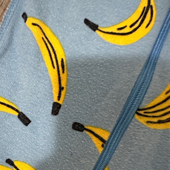 Hanna Andersson Blue and Yellow Banana Print Kids Footie - Picture 3 of 3